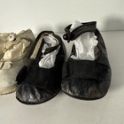2 Pairs Antique Leather Toddler Baby Girl Shoes Bow Button Mary Janes Victorian