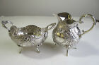 German 800 Silver Rococo Style Indiv  Cream   Sugar Repouss     Chasing Antique