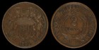 1864 Two Cent Piece Vp-006 Rpd-008 Repunched Date Error Large Motto Civil War