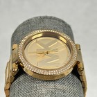 Michael Kors Watch Womens 39mm Parker Pave Bezel Gold Tone Logo Dial New Battery