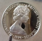 British Virgin Islands 1 Dollar 1974 Silver Proof Frigate Bird Lg  40mm  