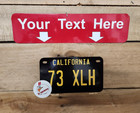 California Black Your Text Personalized Custom Aluminum License Plate Motorcycle