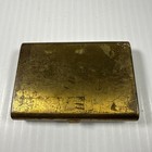 Vtg Gold Tone Compact W Raised Flower   Monograms W Powder Rouge Puff 1940s-50s
