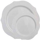 Elegant White Plastic Tableware Package Antique Collection Dinner Salad Plates