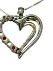 Brilliance 10k Sterling Silver Necklace 18  Double Heart Created Ruby Wt  Topaz