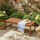 44  Patio Wood Bench Outdoor Solid Hardwood Dining Chair W  Teak Oil Finish Set