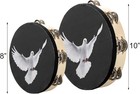 Set Of 2 Tambourine  10  And 8  Dove Church Tambourine With Double Row Jingle   