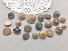 Vintage Brass Gold Tone Metal Button Lot 21 Victorian 3 8 - 5 8   Sewing Clothes