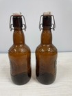 2 Vintage Brown Glass Grolsch Lager Beer Bottle Porcelain Swing Top