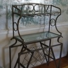 American Living Art Deco Metal Glass Bar Cart Wine Rack Gray 2 Shelves 38x14x50