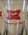 Vintage Set Of 5 Miller High Life Footed Pilsner Beer Glasses 8  Tall