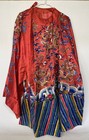 Antique Chinese Hand Embroidery Late Qing Dynasty Dragon Red Silk Robe Read