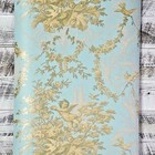 Vintage Victorian Blue Cherub Floral Classic Scroll Gold Designer Gray Wallpaper