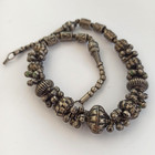 Vintage Tribal Ethnic Necklace Silver Tone Graduated Bead Cluster Statement Boho