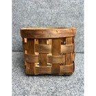 Vintage Handmade Woven Split Wood Basket 9   rustic Farmhouse Storage Nailed Rim