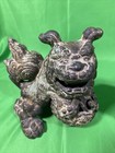 Vintage   Antique  Chinese Cast Iron Fierce Foo Dog Pair