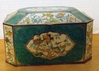 Vintage Green Decorative Floral gold Accents Hinge Tin - Made In England Box Co 
