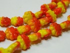 9mm Czech Pressed Glass Druk Flower Beads - Lava Red   Deep Yellow Combined