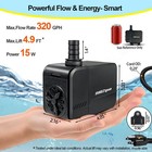 320gph Submersible Water Pump For Aquarium  Pond  Fountain  Hydroponics
