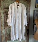 Antique French Chemise Night Work Chore Shirt White Linen W  Cotton Inset L Xl