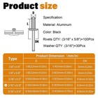 130pcs 3 16  X 5 8  Black Aluminum Pop Rivets With Stainless Steel Washers 4    
