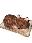 Cracker Barrel Butter Dish Fox Farmhouse Cabin Ceramic Lid Cute