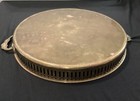 Antique Vtg Brass Round Tray Pierced Gallery Handles 10   