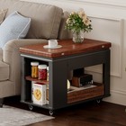 Modern Multi-tier Storage Coffee Table Side Table With Foldable Top   Casters