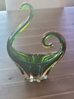  Vintage 1960 s  Murano Green Vase   