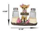 Ebros Hot   Spicy Pink Girl Chihuahua Glass Salt Pepper Shakers Holder Figurine