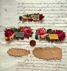 15- 1900   s Antique Vintage Victorian Floral Calling Cards Diecut Scrap
