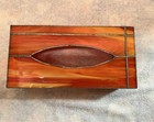 Stained Glass Tissue Box Cover Orange Vintage