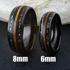 Black Tungsten Carbide Men s Ring Whiskey Barrel Wood   Meteorite Wedding Band