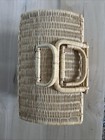 Vintage Boho Rectangular Woven Wicker Rattan Picnic sew Basket W locking Handles