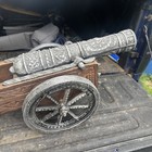  Metal Cannon Replica On Wheeled Carriage W  Chain 42 Inches Spanish Canon    