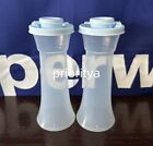 Tupperware Large Hourglass Salt And Pepper Shakers Set Icelandic Mist Seal New