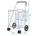 Foldable Shopping Cart With Wheels And Basket For Grocery Laundry Pantry Silver