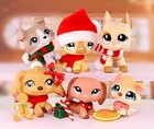 6pcs set Mini Pet Shop Lps Collie Dog cat Figure Vintage Xmas Accessories Gift