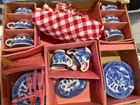 Blue Willow Japan Vtg Child Doll Toy China Dinner Set 32p Orig Box Service 6
