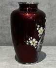 Vintage Japanese Red Ginbari Cloisonn   5    Flower Blossom Vase