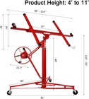 11ft Heavy Duty 150 Lbs Drywall Lifter Panel Hoist Dry Wall Rolling Caster Tool