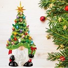 Lighted Christmas Gnome Tree  8 Inch Faceless Old Man Ceramic Decor With Mult   