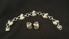 Antique Rare Georg Jensen Tulips Bracelet And Matching Earring Set