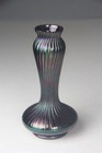 Antique Bohemian Rindskopf Dark Amethyst Iridescent Glass Vase - Read 