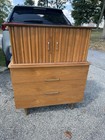 Young Manufacturing Mcm Walnut And Brass Gentleman   s Chest Highboy Dresser