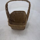 Med-sm Vtg Woven Rattan Wicker Basket With Handle Unbranded Farmhouse Cottage