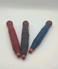 Lot Of 3 Vintage Wood Industrial Textiles Bobbins Sewing Spools With Thread