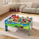 80 Piece 4 In 1 Train Table Wooden Train Set Activity Table For Kids Toddler