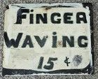 Vintage C  1940 Black Americana Barber Shop Folk Art Finger Waving 15c Sign Vafo
