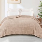 90x90 Inch Camel Lightweight Fleece Queen Size Bed Blanket Jacquard Pattern